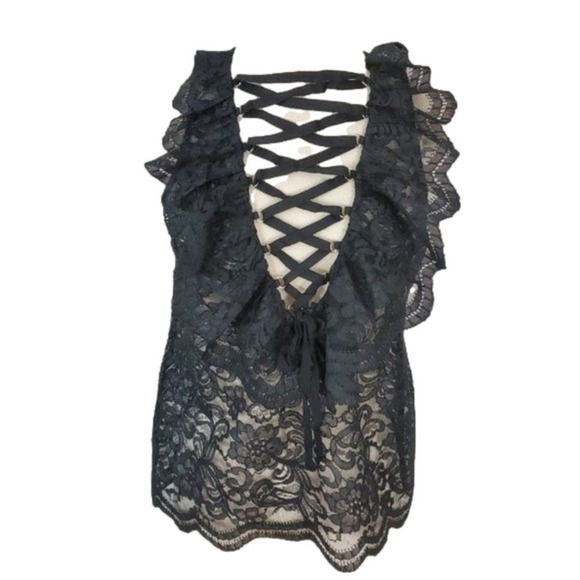 Endless Rose Black Lace top S NEW - Picture 2 of 9